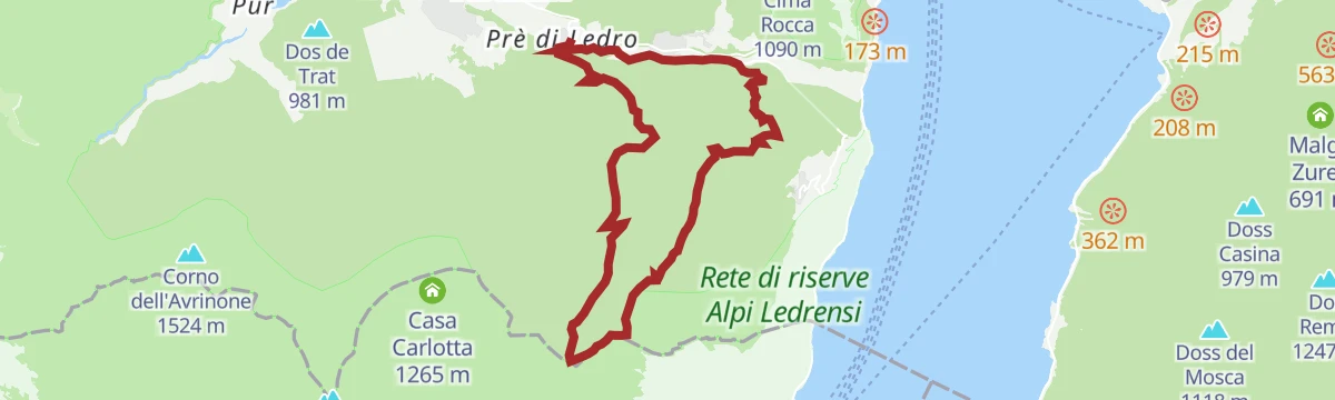 Route map: Cima Bal e Cima Nara